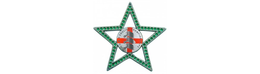 GREEN STAR GEMSTONE 75MM CUSTOM MEDAL **GOLD, SILVER OR BRONZE**